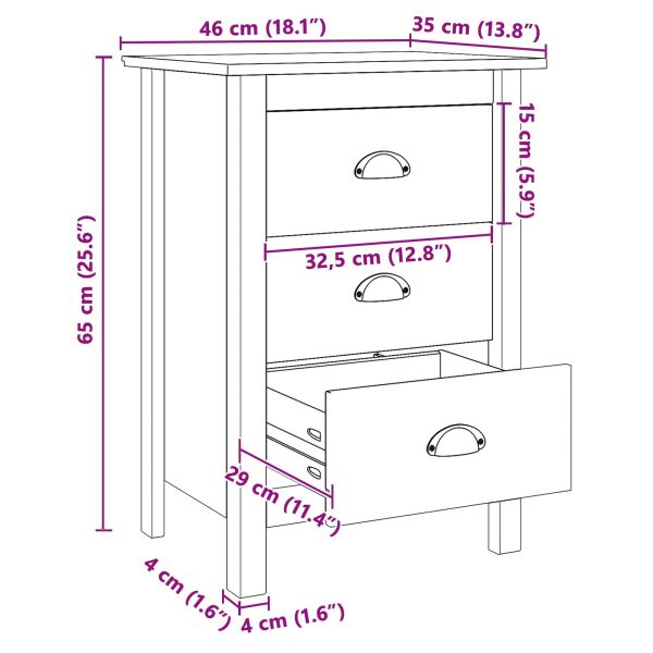 Нощен шкаф с чекмедже Меден кафяв 46 x 35 x 65 см Солиден бор
