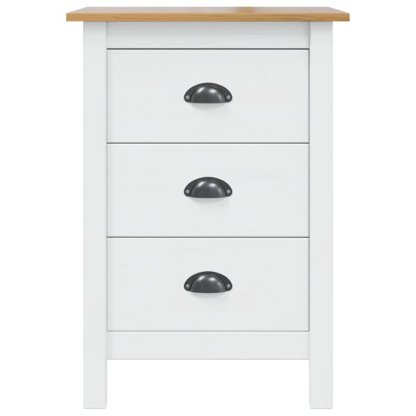 Нощен шкаф Бяло и медено кафяво 46 x 35 x 65 см Солиден бор