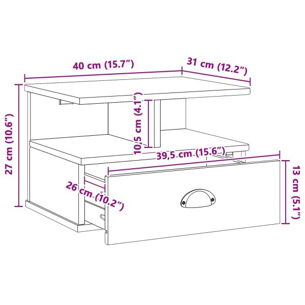 Нощен шкаф с чекмедже Бяло 40 x 31 x 27 см Солиден бор