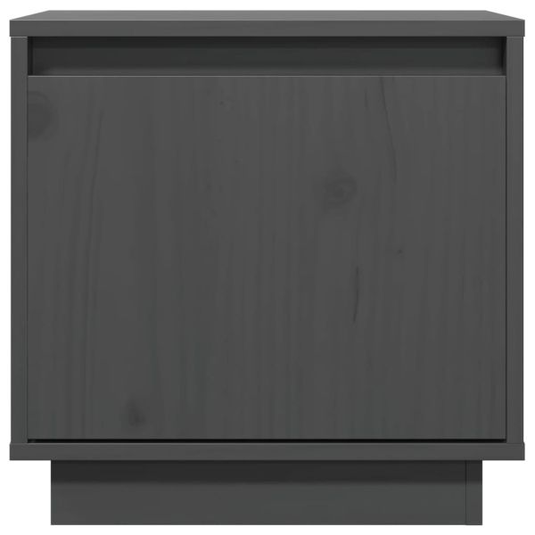 Нощно шкафче, сиво, 40x30x40 см, борово дърво масив