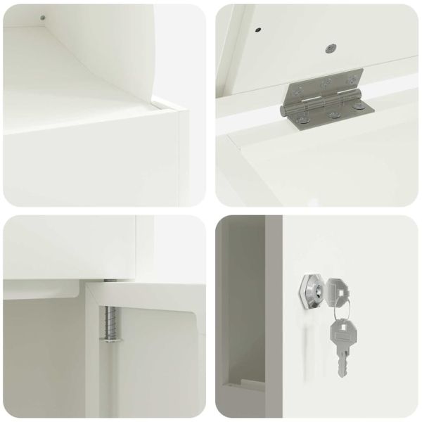 Пощенска кутия за пратки с врата Бяло 47.5 x 38 x 59 см Стомана