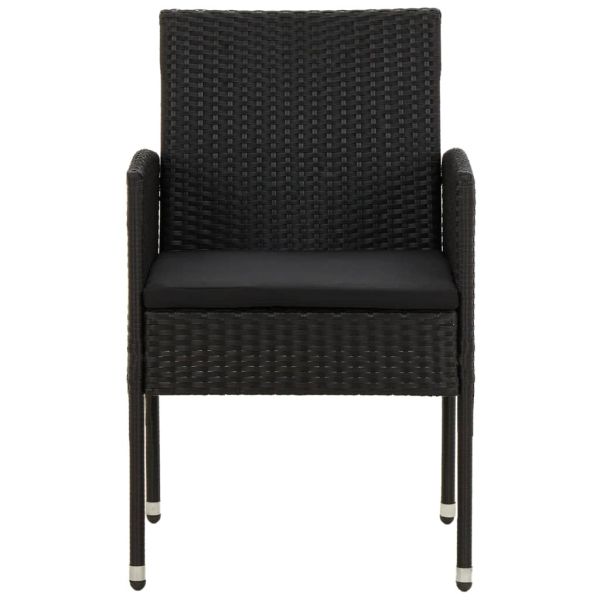 Градински трапезен комплект, 9 части, полиратан, черен