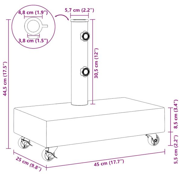 Основа за чадър, светлосива, 45x25x8,3 см, гранит