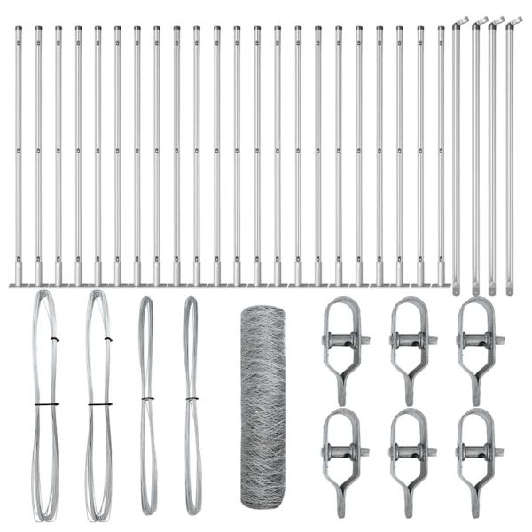 Стълб за ограда. Сребрист 50 x 0,5 м (50 мм мрежа) Стомана