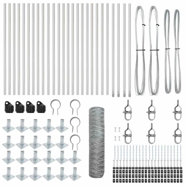 Стълб за ограда. Сребрист 50 x 0,5 м (50 мм мрежа) Стомана