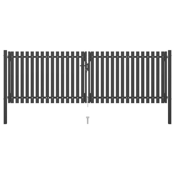 Градинска оградна порта от стомана 400x100 см, антрацит