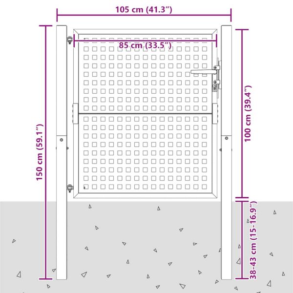 Градинска порта, антрацит, 100x100 см, стомана
