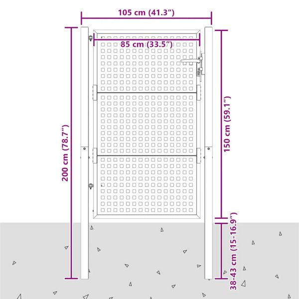 Градинска порта, антрацит, 100x150 см, стомана