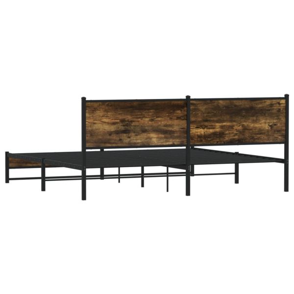 Метална рамка за легло, без матрак, опушен дъб, 200x200 см