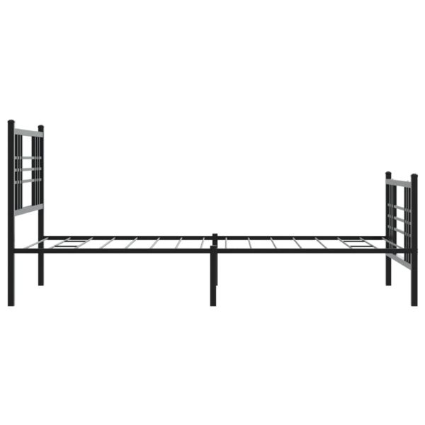 Метална рамка за легло с горна и долна табла, черна, 90x200 см