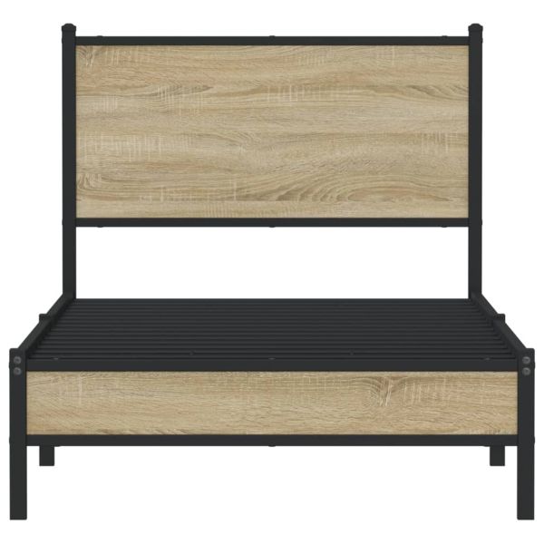 Метална рамка за легло, без матрак, сонома дъб, 90x190 см