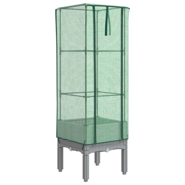 Повдигнато легло с оранжерия калъф, ратанов вид, 40x40x140 см