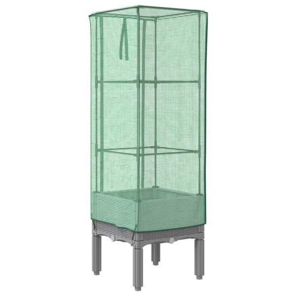 Повдигнато легло с оранжерия калъф, ратанов вид, 40x40x140 см