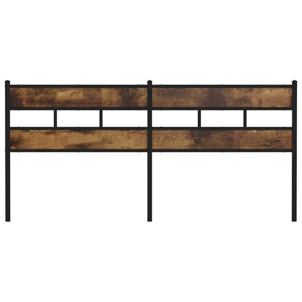 Резервна табла за легло, опушен дъб, 200 см, желязо и инженерно дърво