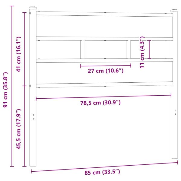 Резервна табла за легло, дъб сонома, 80 см, желязо и инженерно дърво
