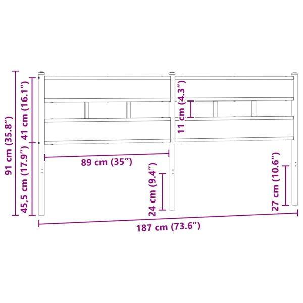 Резервна табла за легло, дъб сонома, 180 см, желязо и инженерно дърво