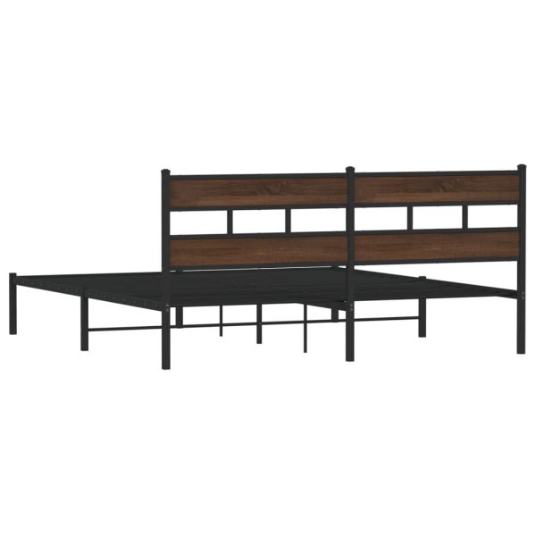Рамка за легло, без матрак, с табла, кафяв дъб, 200x200 см