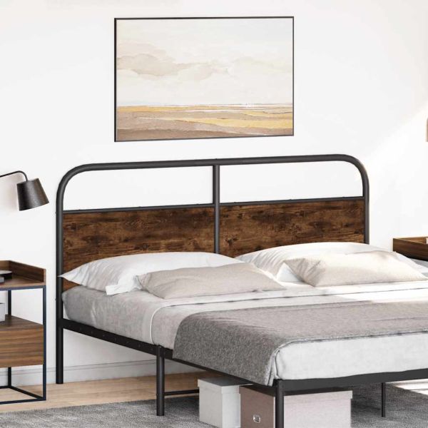 Резервна табла за легло, опушен дъб, 150 см, стомана и инженерно дърво