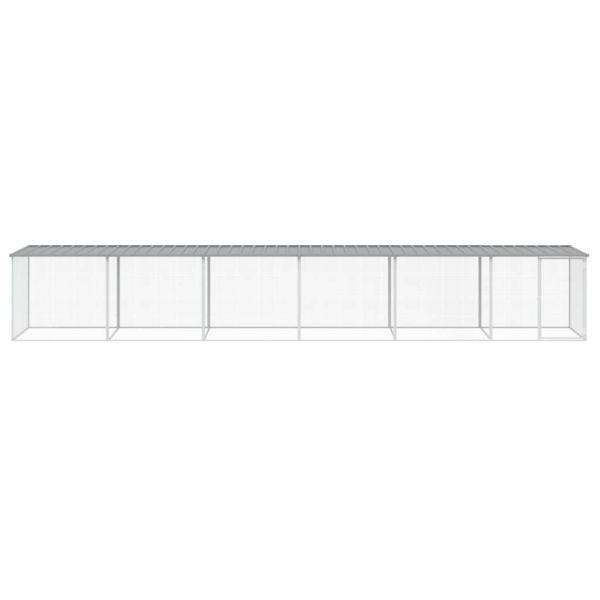 Клетка за пилета с покрив светлосива 603x98x90 см стомана