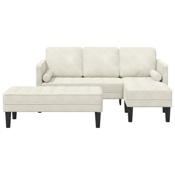 Комплект дивани с възглавница 2 pcs Крем Полиестер