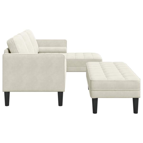 Комплект дивани с възглавница 2 pcs Крем Полиестер