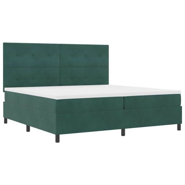 Легло с пружинирана основа Тъмен зелен 200 x 200 cm текстил