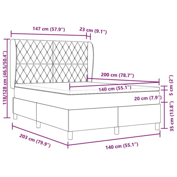 Легло с пружинирана основа Розово 200 x 140 cm Полиестер