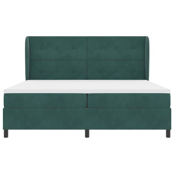 Легло с пружинирана основа Тъмен зелен 200 x 200 cm Полиестер