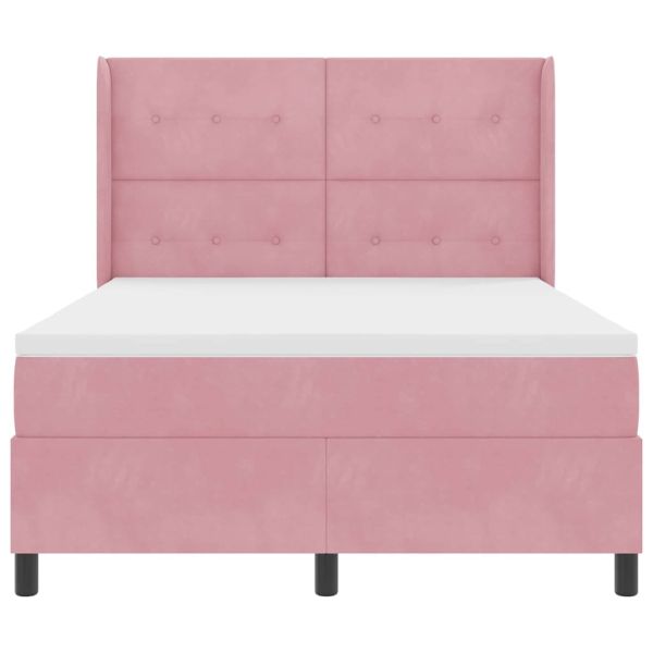 Легло с пружинирана основа с матрак Розово 140 x 200 cm Кадифе