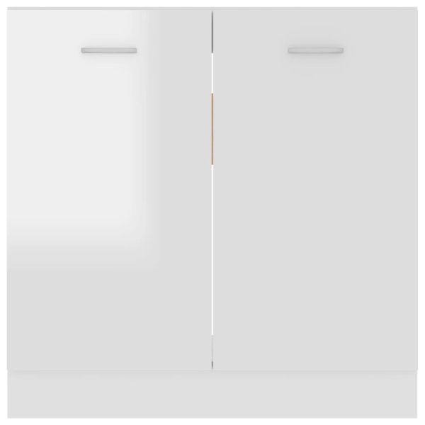 Долен шкаф за мивка "Lyon", бял гланц, 80x46x81,5 см, инженерно дърво