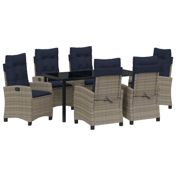 Комплект за хранене в градината 7 pcs Сив полиратан