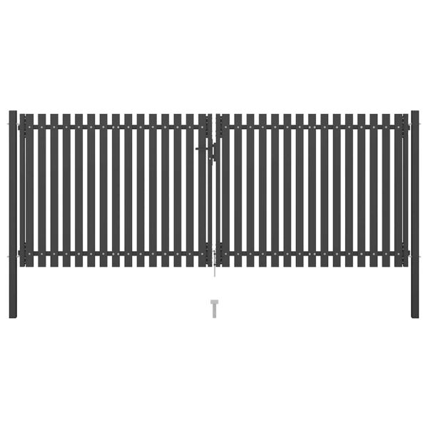 Градинска оградна порта от стомана 400x125 см, антрацит