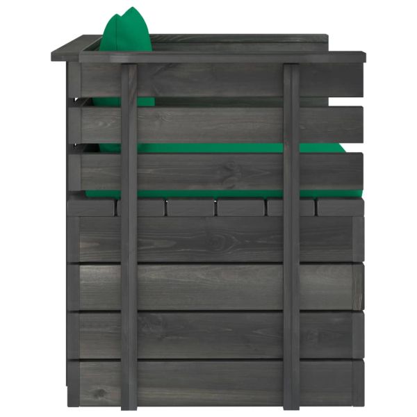 Градински фотьойл с възглавници, борова дървесина