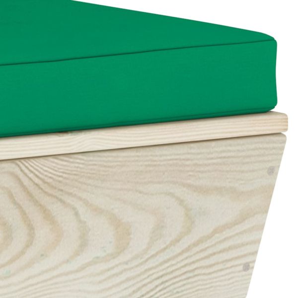 Градински палетен среден диван с възглавници, импрегниран смърч