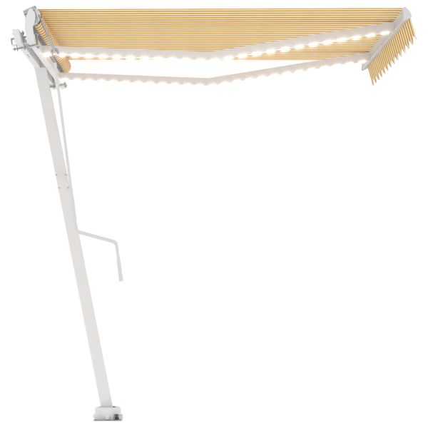 Автоматичен сенник LED и сензор за вятър 350x250 см жълто/бяло