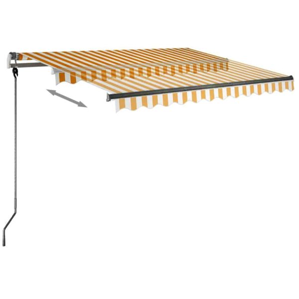 Свободностояща ръчно прибираща се тента, 350x250 см, жълто/бяло