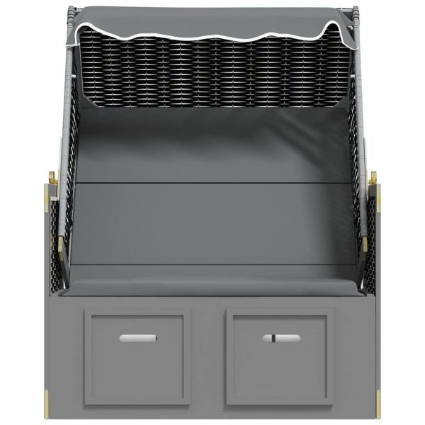 Strandkorb с навес, полиратан и масивно дърво, антрацит и черно