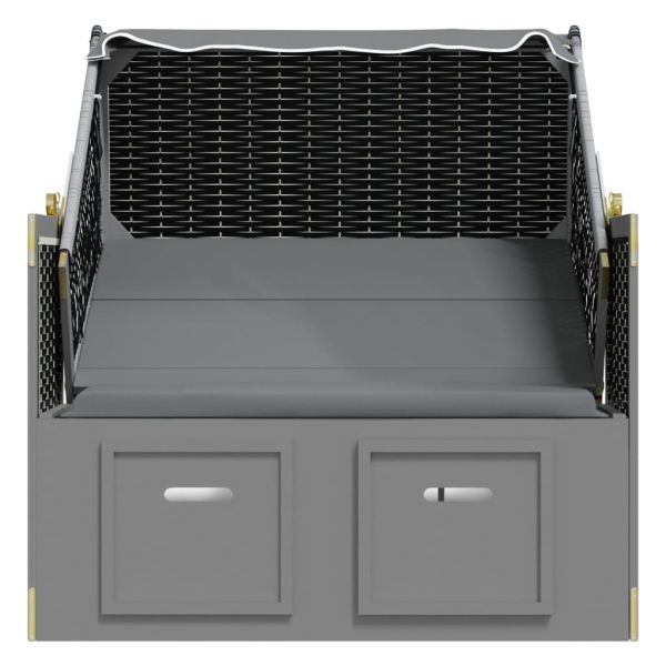 Strandkorb с навес, полиратан и масивно дърво, антрацит и черно