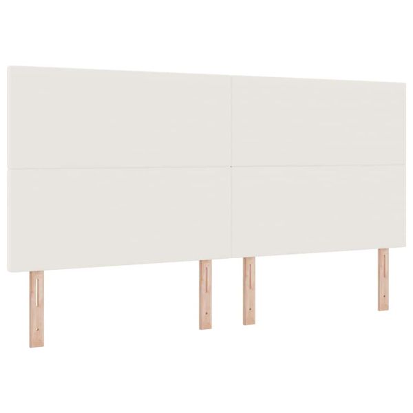 Легло с пружинирана основа Слонова кост и бяло 200 x 200 cm