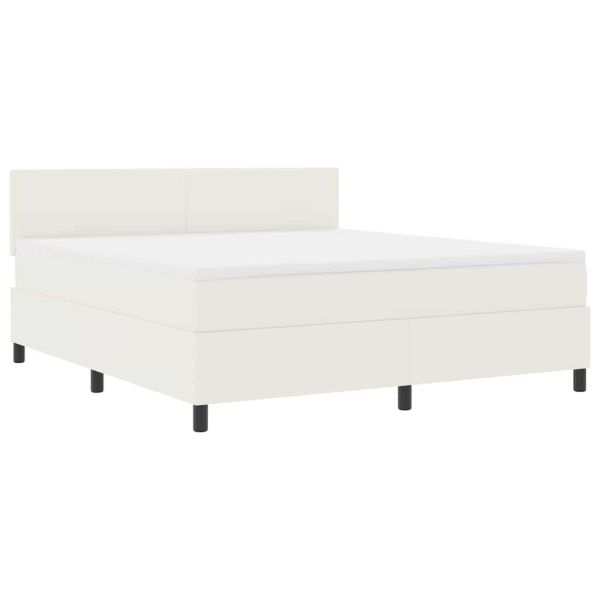 LED кутия за пружини с легло Слонова кост и бяло 180 x 200 cm