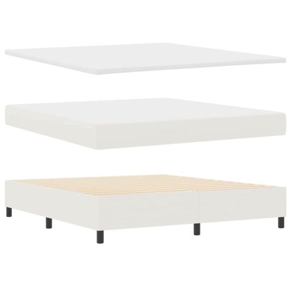 LED кутия за пружини с легло Слонова кост и бяло 180 x 200 cm