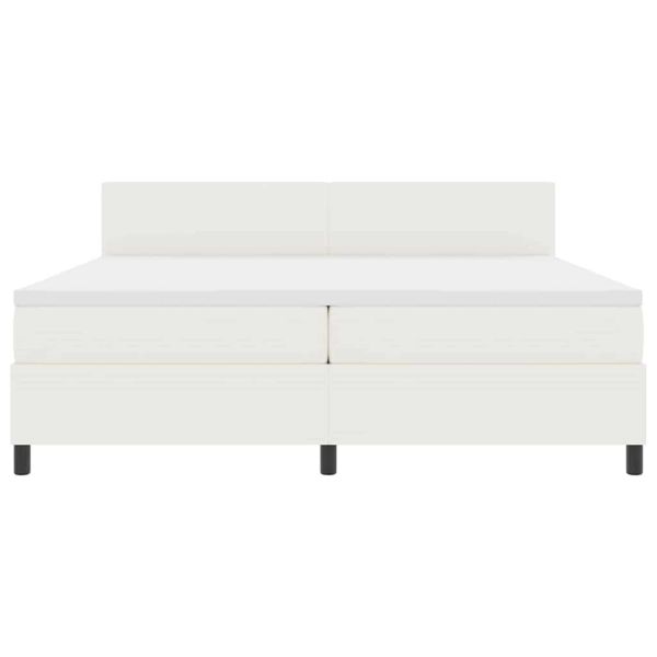 LED кутия за пружини с легло Слонова кост и бяло 200 x 200 cm