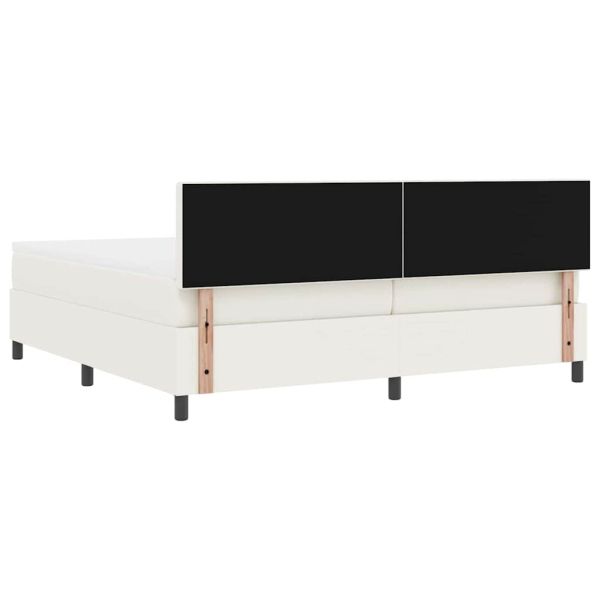 LED кутия за пружини с легло Слонова кост и бяло 200 x 200 cm