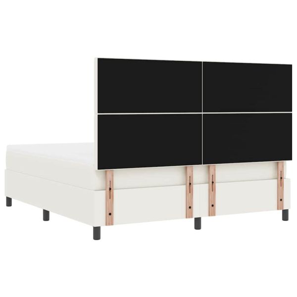 LED кутия за пружини с легло Слонова кост и бяло 180 x 200 cm