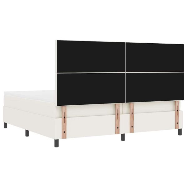 LED кутия за пружини с легло Слонова кост и бяло 200 x 200 cm