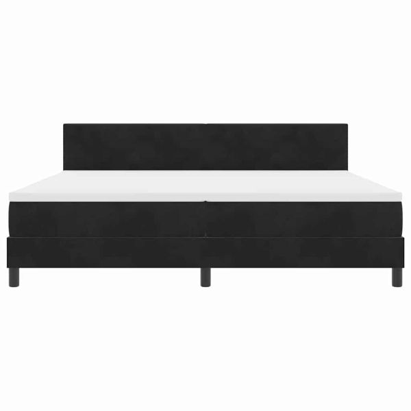 Легло с пружинирана основа с матрак Черно 200 x 200 cm Кадифе