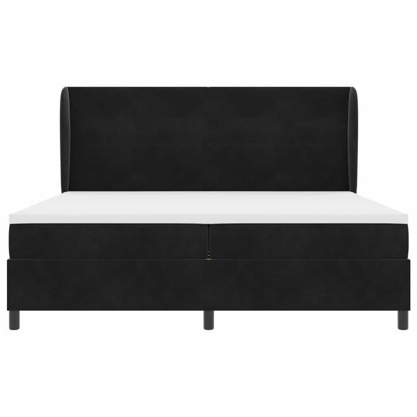 Легло с пружинирана основа Черно 200 x 200 cm Полиестер