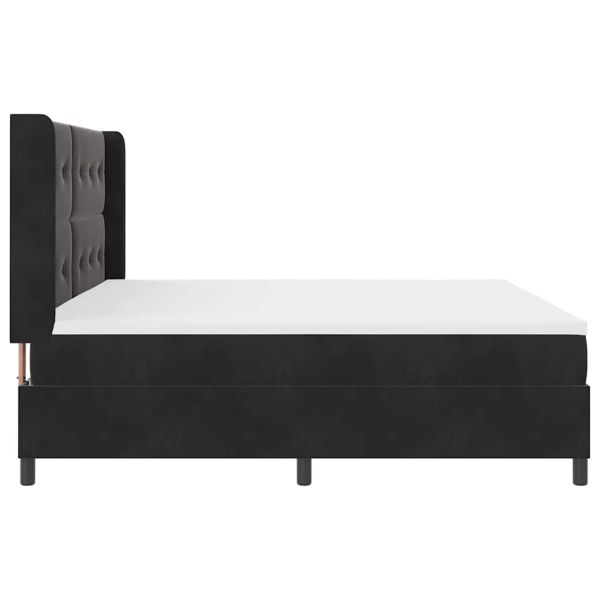 Легло с пружинирана основа с матрак Черно 200 x 200 cm Кадифе