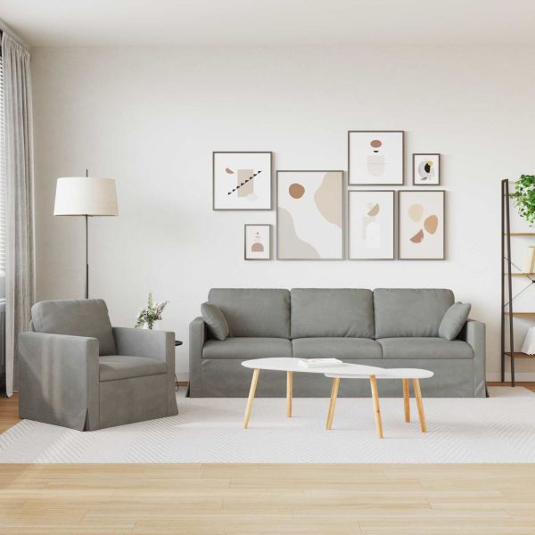 Диван 2 pcs Светлосиво 228 x 78 x 80 см Кадифе