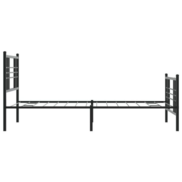 Метална рамка за легло с горна и долна табла, черна, 90x190 см